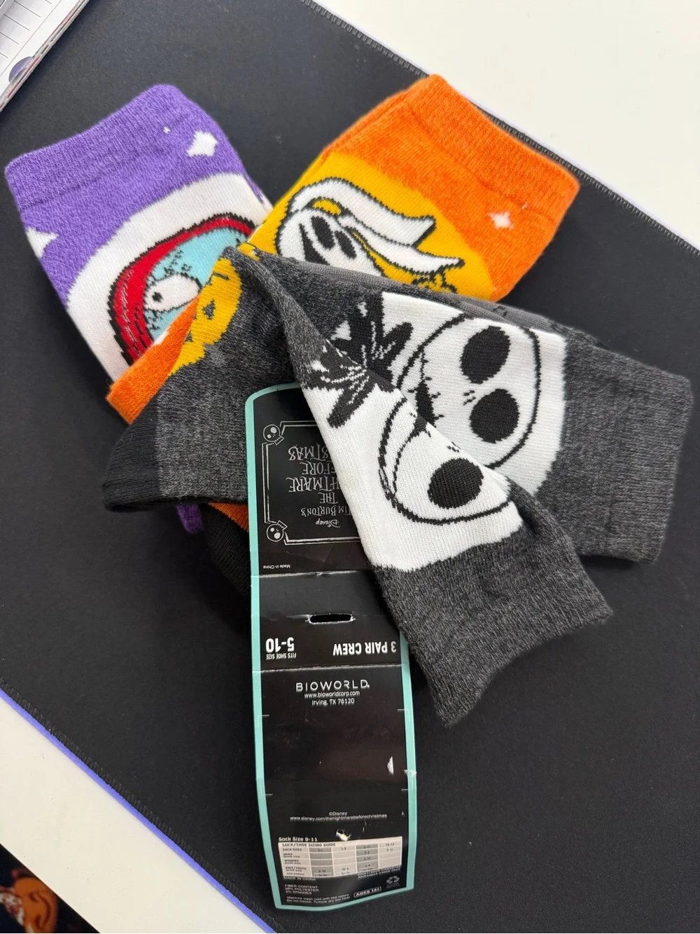 Disney Nightmare Before Christmas Socks 3 Pack Jack Sally Zero Crew Shoe Sz 5-10